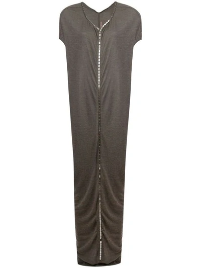 Rick Owens Chain Trim Maxi Dress In Grey