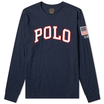 Polo Ralph Lauren Long Sleeve Usa Logo Tee In Blue | ModeSens