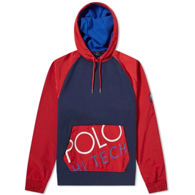 Polo Ralph Lauren Hi-tech Nylon Sleeve Popover Hoody In Blue