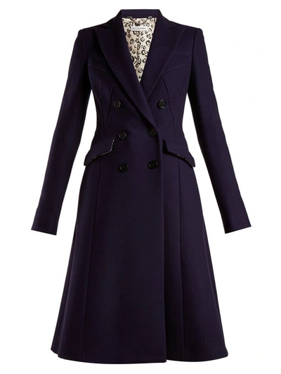 Altuzarra Wool Blend Double Breasted Coat In Berry Blue