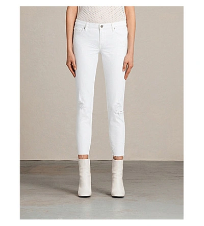Allsaints Mast Distressed Ankle Jeans In White