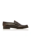 Prada Vitello Bristol Leather Penny Loafers In Brown