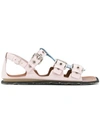 Miu Miu T-strap Buckle Sandals In Pink