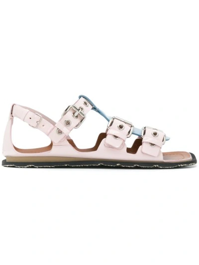 Miu Miu T-strap Buckle Sandals In Pink