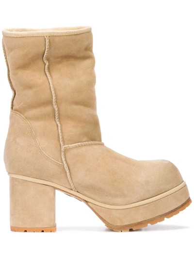 R13 Shearling Short Boots In Brown