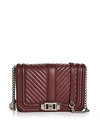 Rebecca Minkoff Love Small Chevron Quilted Leather Crossbody In Bordeaux/silver