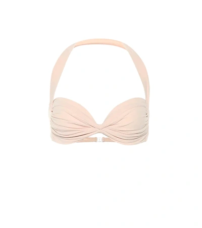 Norma Kamali Bill Ruched Halterneck Bikini Top In Pink