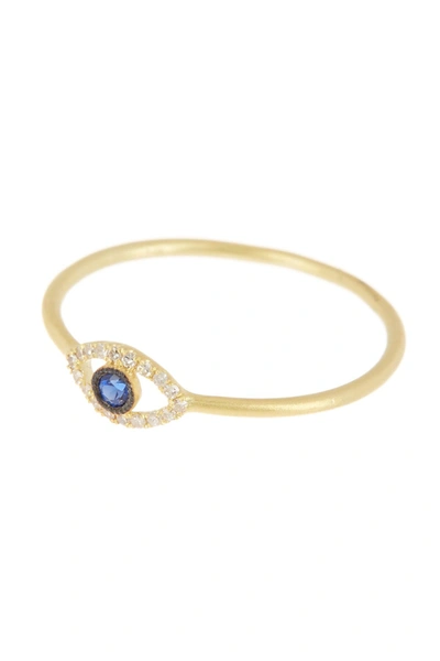 Meira T 14k Yellow Gold & Blue Diamond Evil Eye Ring