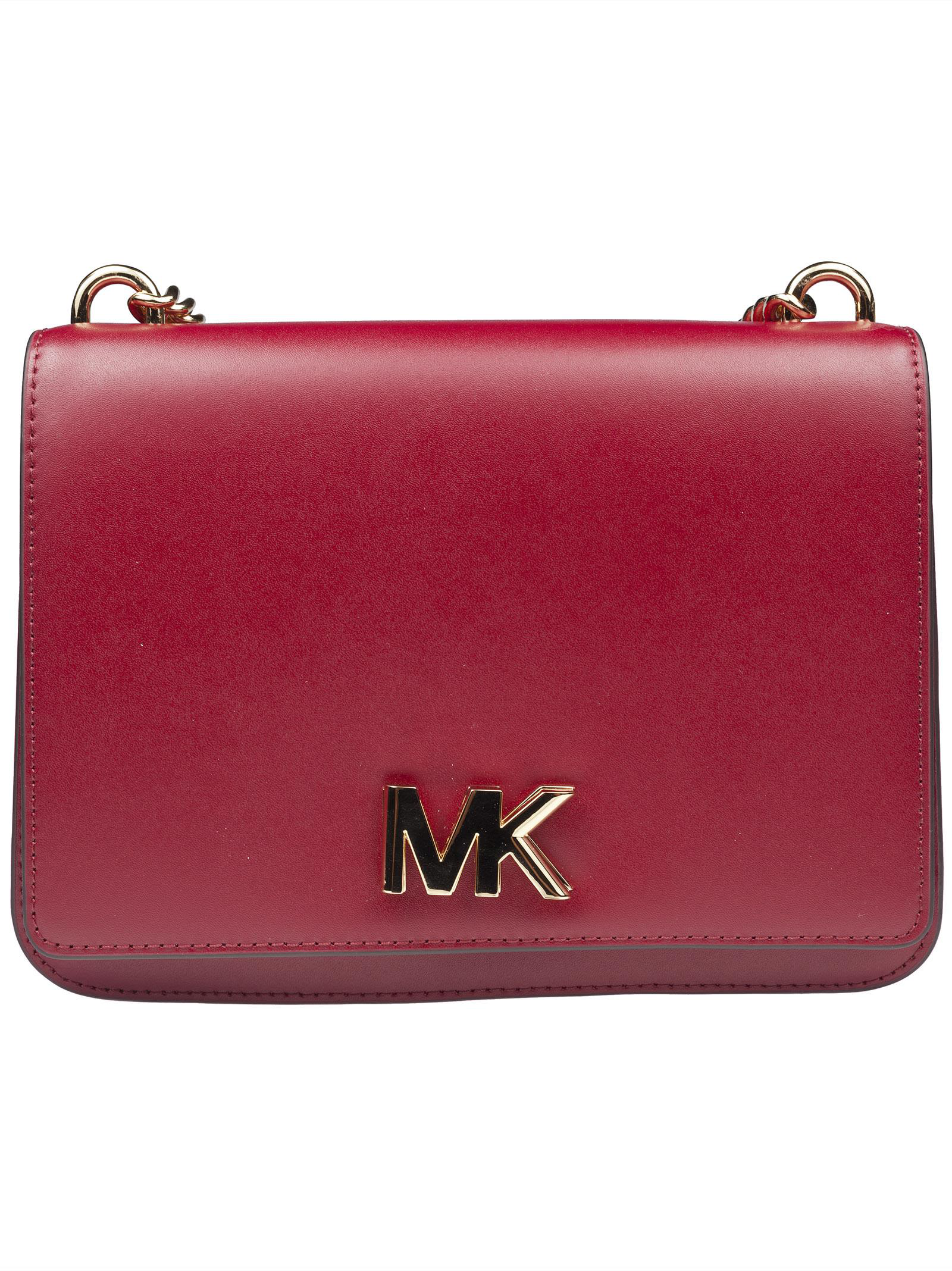 michael kors red bag with gold chain
