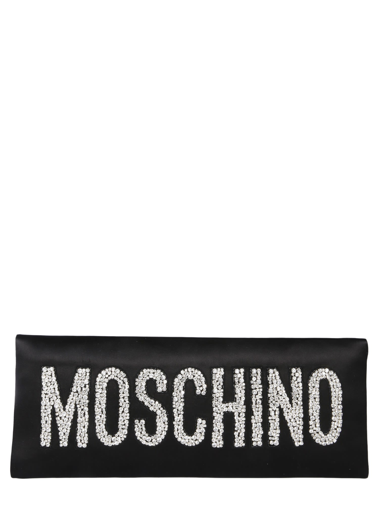 Moschino Swarovski Clutch With Logo In 