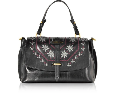 The Bridge Fiesole Embroidered Leather Satchel Bag In Black