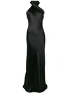 Galvan Pandora Silk-satin Halterneck Gown In Black