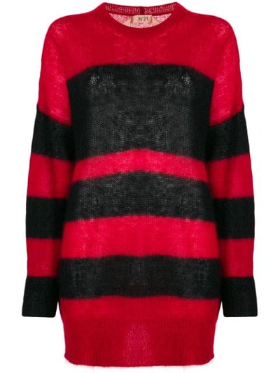 N°21 Striped Mohair-blend Oversized Sweater In Red