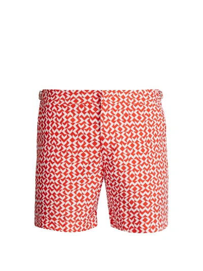 Orlebar Brown Bulldog Frecce-print Swim Shorts In Orange
