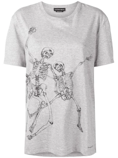 Alexander Mcqueen Dancing Skull Printed T In Grey