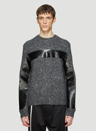 Helmut Lang Gloss Tape Knit Sweater In Grey