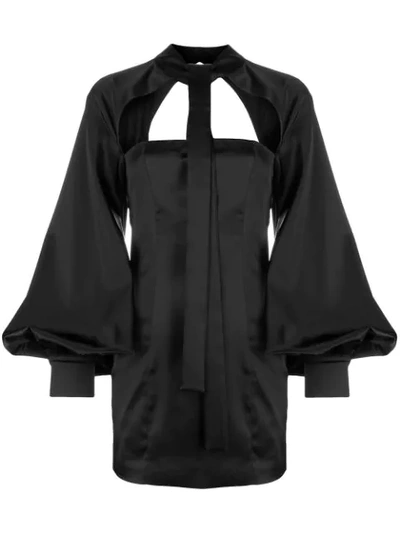 Attico Priscilla Tie Mini Dress In Black
