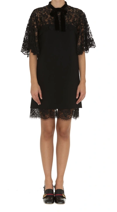 Gucci Lace Dress With Bow In Black | ModeSens