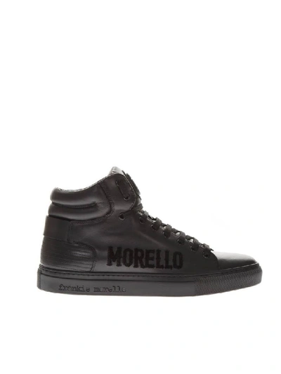 Frankie Morello Black Leather High Top Logo Sneakers