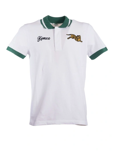 Kenzo Tiger Polo Shirt In Bianco