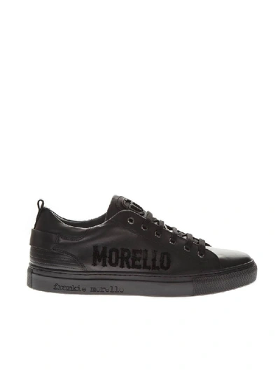 Frankie Morello Black Leather Logo Sneakers
