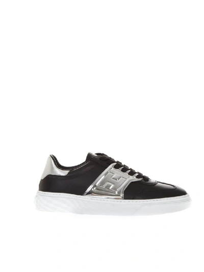 Hogan Black Leather Sneakers With Embossed Logo