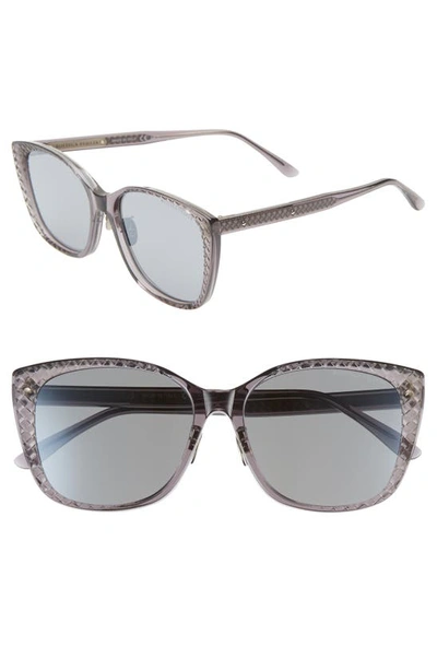 Bottega Veneta 56mm Cat Eye Sunglasses In Grey/ Grey