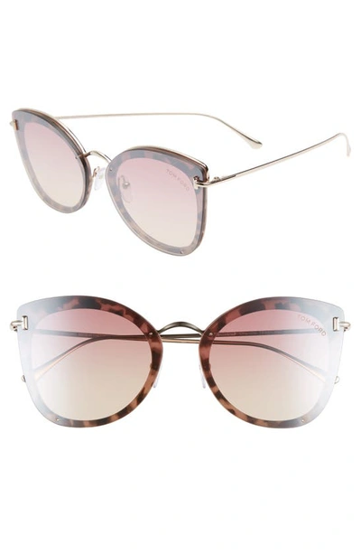 Tom Ford 62mm Oversize Butterfly Sunglasses - Havana/ Rose Gold/ Gold In Pink/ Rose Gold/ Silver