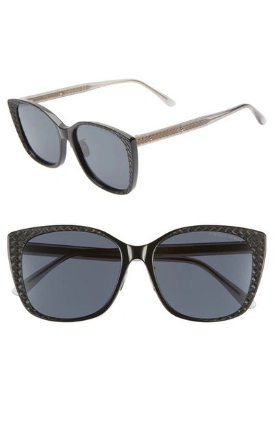 Bottega Veneta 56mm Cat Eye Sunglasses In Black/ Grey