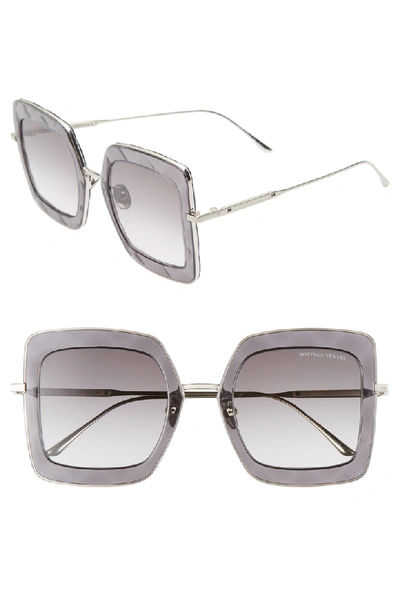 Bottega Veneta 51mm Gradient Square Sunglasses - Silver/ Grey
