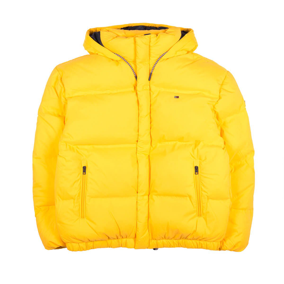 tommy jeans yellow oversized hooded puffer jacket