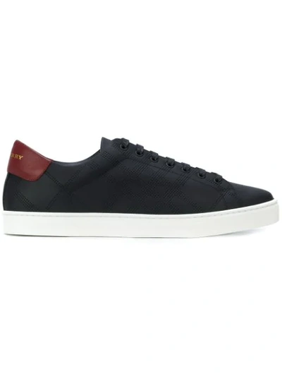 Burberry Low-top Perforated Leather Trainers In Black