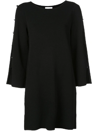 Milly Button Sleeve Shift Dress In Black