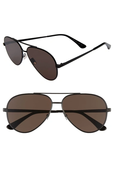 Saint Laurent Men's Classic Zero Brow Bar Aviator Sunglasses, 60mm In Black/black