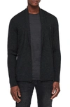 Allsaints Mode Merino Wool Open Cardigan In Tar Black Marl