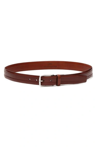 Trafalgar Men's Allister Topstitch Leather Belt In Cognac