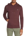 Lacoste Long Sleeve Jersey Hooded Tee In Burgundy