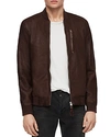 Allsaints Kino Leather Regular Fit Bomber Jacket In Oxblood Red