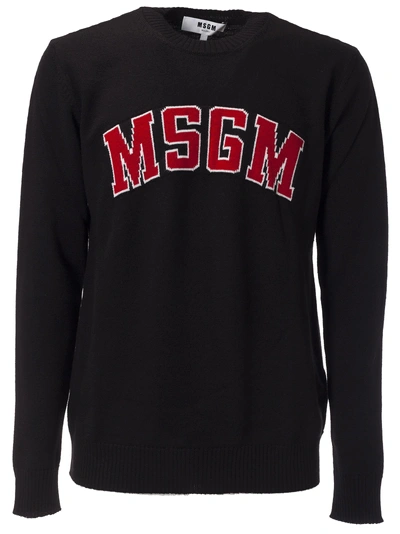 Msgm Logo Knit Jumper In Black