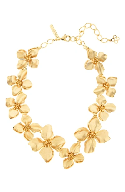 Oscar De La Renta Flower-station Necklace In Gold