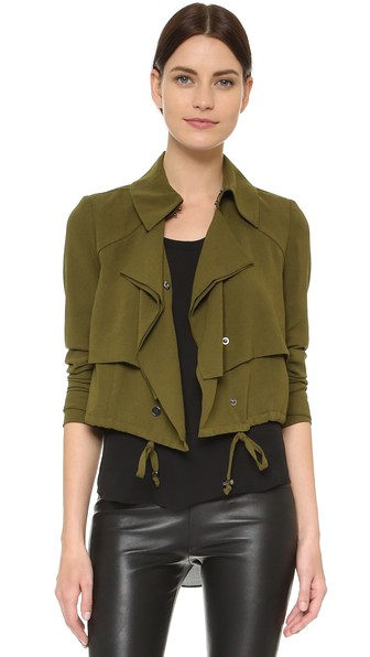 Haute Hippie Cropped Trench Jacket In Military | ModeSens