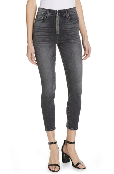 Alice And Olivia Good High-rise Ankle Skinny Jeans With Exposed Zip Fly In Black Magic