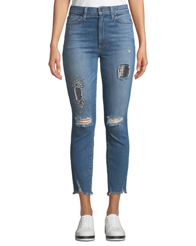 Alice And Olivia Good High-rise Studded Ankle Skinny Jeans In True Lies