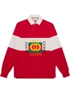 Gucci Fake Logo Cotton-jersey Rugby Shirt In Red