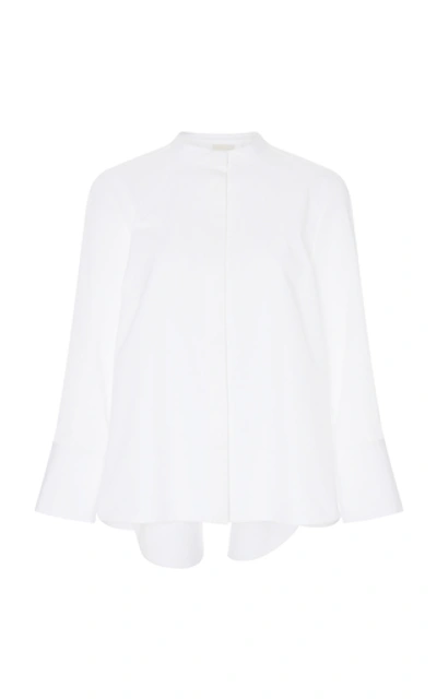 Partow 3/4-sleeve Mandarin-collar Button-front Blouse In White