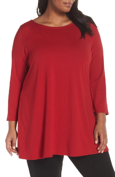 Eileen Fisher Wide-sleeve Ballet-neck Viscose Jersey Tunic, Plus