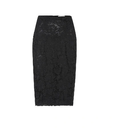 Valentino Heavy Lace Pencil Skirt In Black