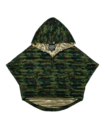 Think Royln The Heroine Quilted Floral Poncho In Camo/gold