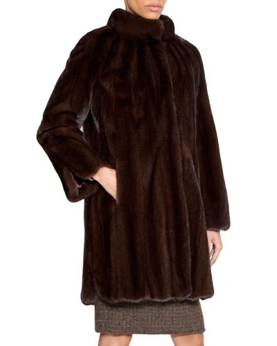 Norman Ambrose Short Let-out Mink Fur Coat In Brown