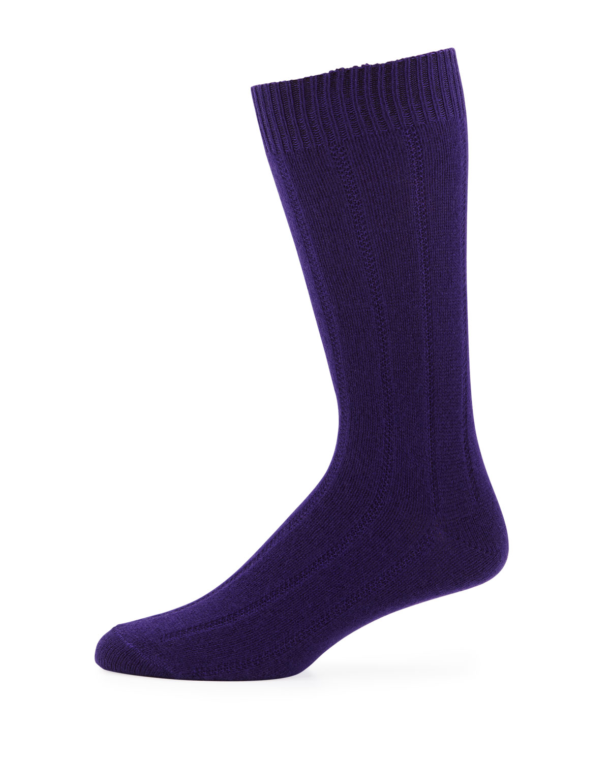 Neiman Marcus Men's Ribbed Cashmere Socks In Purple | ModeSens